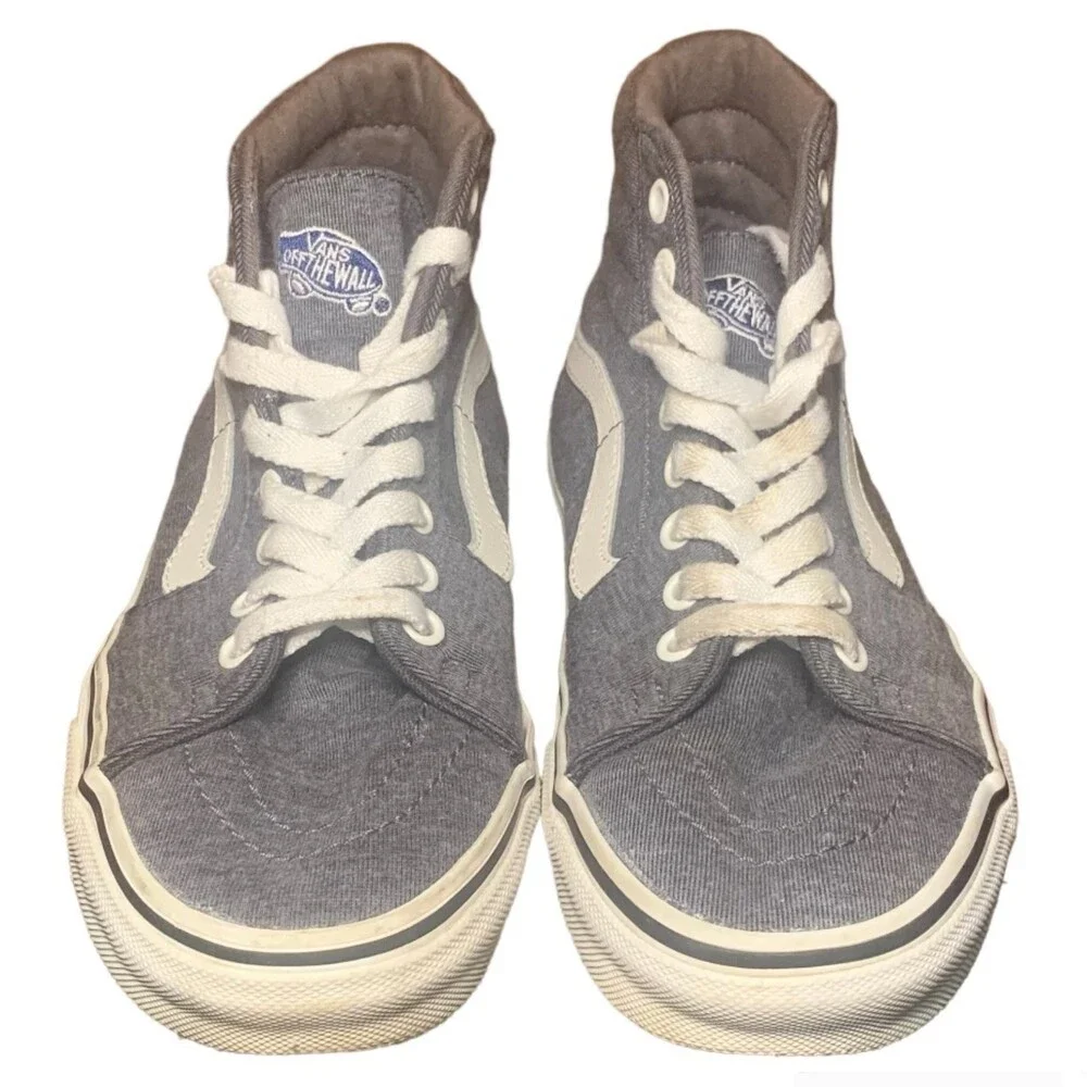 VANS Sk8-Hi Jersey Fabric Shoes Gray White Size Men 5.5 Women 7